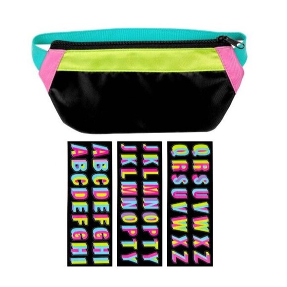 Fashion Angels Nylon Fanny Pack Elastic Pencil Pouch Black/Neon 2pk - Picture 5 of 9